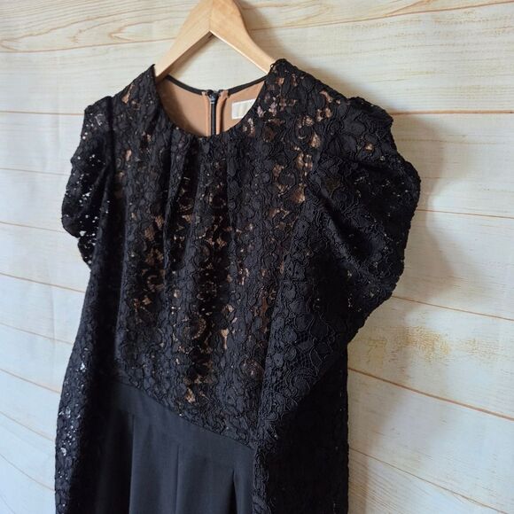 Michael Kors Black Lace Long Sleeve Round Neck Jumpsuit Women's Size 6 - Picture 5 of 12